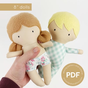 Mini Pal, baby doll sewing pattern, pdf sewing pattern, tiny doll sewing pattern, easy sew pattern, digital download, baby doll pdf pattern