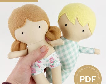 Mini Pal, Baby Doll Schnittmuster, PDF Nähanleitung, kleine Puppe Schnittmuster, einfacher Schnittmuster, digitaler Download, Baby Doll PDF Schnittmuster
