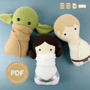 Star wars doll pattern, cuddle doll pattern, sewing pattern, soft doll pattern, boy gift sewing pattern, toy pdf pattern, plush doll pattern