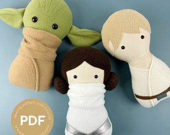 Star Wars-Puppenmuster, Kuschelpuppenmuster, Schnittmuster, weiches Puppenmuster, Junge-Geschenk-Nähmuster, Spielzeug-PDF-Muster, Plüschpuppenmuster