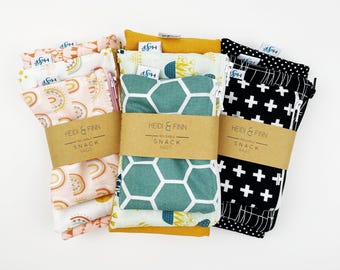 Reusable pouch, Reusable snack bag, Washable bag, Snack Bag, Zipper bag, Waterproof bag with zipper, Sandwich Bag, Eco-friendly, Wet bag
