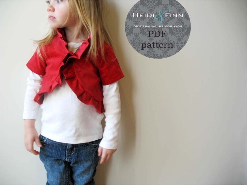 Ruffle Bolero pattern and tutorial PDF 12m-5T perfect for the holidays DIY jacket sweater shrug image 2