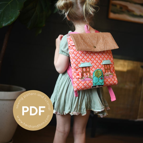 Pocket Pals Dollhouse backpack, portable dollhouse, fabric dollhouse, soft dollhouse sewing pattern, backpack sewing pattern, mini doll bag