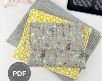 BOOKWORM, tablet Sleeve sewing pattern, e reader pouch, gift for book lover, tablet protector, e reader case, book sleeve, eyeglasses case