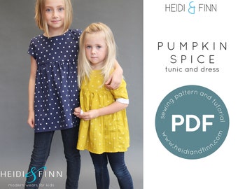 Pumpkin Spice, Dress sewing pattern, PDF sewing pattern, fall dress pdf, fall tunic pattern, back to school dress, blouse sewing pattern