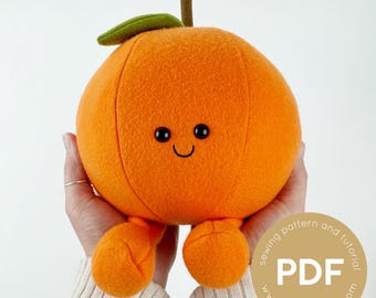 Orange Plush Toy Sewing Pattern: Tangerine Fruit, Faux Play Food (PDF Pattern)