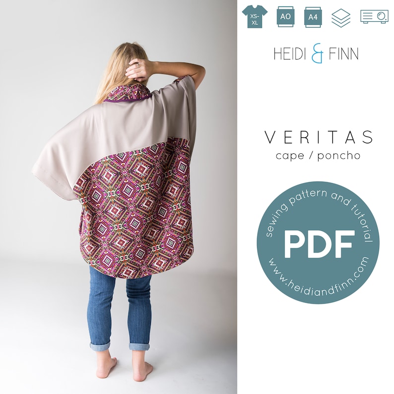 Veritas Cape Poncho Sewing Pattern Adult Poncho Sewing Etsy