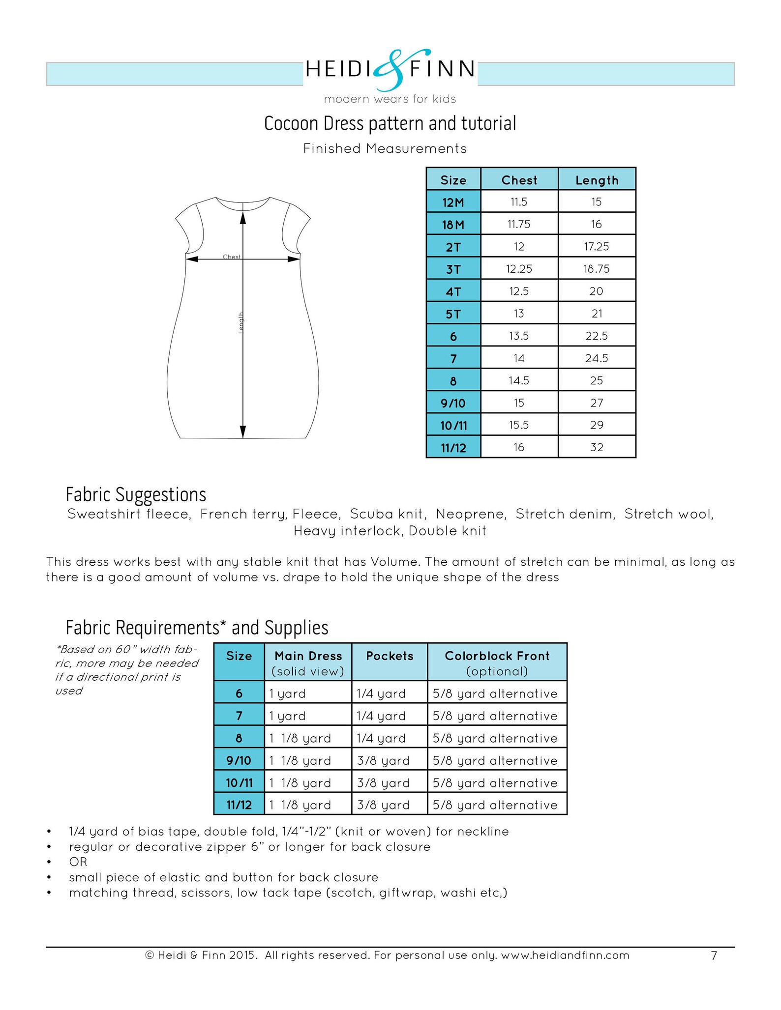 Cocoon Dress PDF Pattern and Tutorial 12m-12y Tunic Dress | Etsy