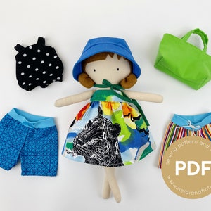 Mini Pals Dress up set #3, doll clothing sewing pattern, doll swimsuit pattern, boy doll clothing, doll wardrobe sewing patterns, doll dress
