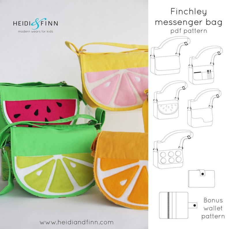 Finchley messenger bag child bag purse backpack carrier BONUS wallet sewing pattern pdf image 2