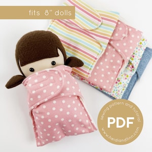 doll SWADDLE sewing pattern, pdf sewing pattern, doll blanket sewing pattern, easy sew pattern, digital download, mini doll blanket pattern