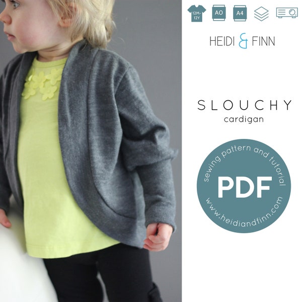 Slouchy Cardigan Schnittmuster, Schnittmuster und Anleitung, PDF Schnittmuster, Easy Sew, Pullover Schnittmuster pdf, Bolero Schnittmuster, Cardigan Schnittmuster