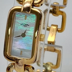 Vintage Rotary Watch Mother of Pearl Face, Bracelet Watch gift for her