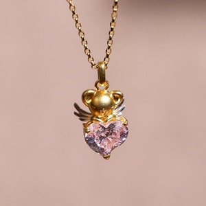 Collar de piedras preciosas Kero para fans de Sakura Cardcaptor - Joyería de anime de grado 6A con dije de piedra 6A - Regalo perfecto de San Valentín para los amantes del anime