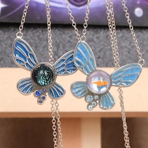 Legend of Zelda Navi Necklace with Enamel Wings 925 Sterling Silver BotW TotK LOZ Gamer Gift Cosplay Jewelry for Girls Gaming Jewelry Gift