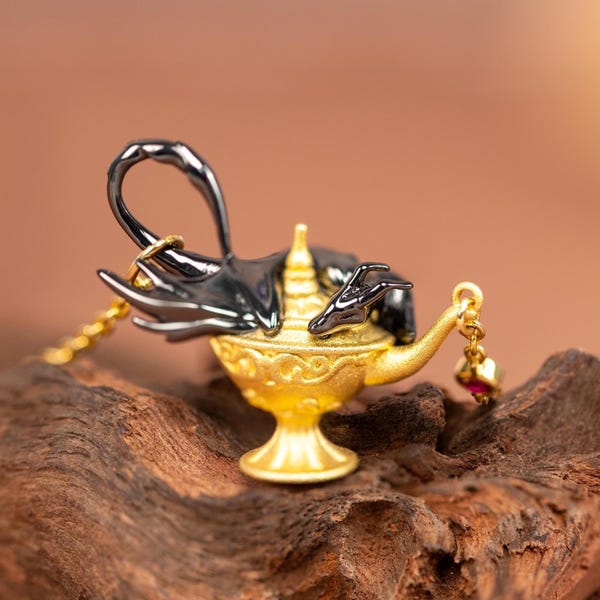 Aladdin Magic Lamp NecklaceGgothic Jewelry Black Demon Hands Halloween Cosplay Gift Holiday Present Mystic Charm Gift Xmas Costume Jewelry