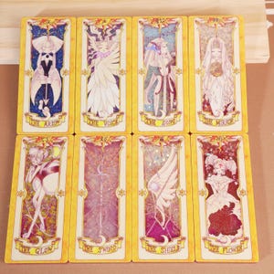 Carte Clow, set da 16 pezzi con glitter liquidi, Sakura Cardcaptor, mazzo di tarocchi in acrilico in stile vintage, glitter fluenti, nostalgico, anime da collezione