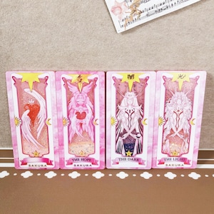 Set di carte dei tarocchi Sakura Liquid Glitter, carte acriliche a flusso Magic Girl, Cardcaptor Sakura, regalo per cosplay anime, decorazioni per giocatori di tarocchi, arte dei tarocchi
