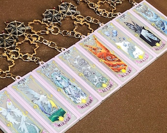 Flüssiger Sand Card Captor Sakura Schlüsselanhänger Anime Glitter Acryl Charm Set Clow Card Style Magisches Mädchen Geschenk für Tasche Star Clip Anime Lover Geschenk