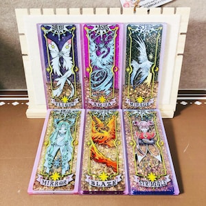 Jeu de cartes de mahjong scintillant Cardcaptor Sakura, édition carte transparente, objets de collection en acrylique avec sable liquide, accessoires de magie anime faits main Otaku Merch