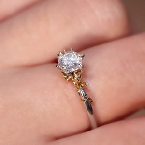 Anillo de diamantes mágicos Sakura personalizable con moissanita o diamante, joyería inspirada en Cardcaptor Sakura, figuras de espinela Kero, banda de oro o platino