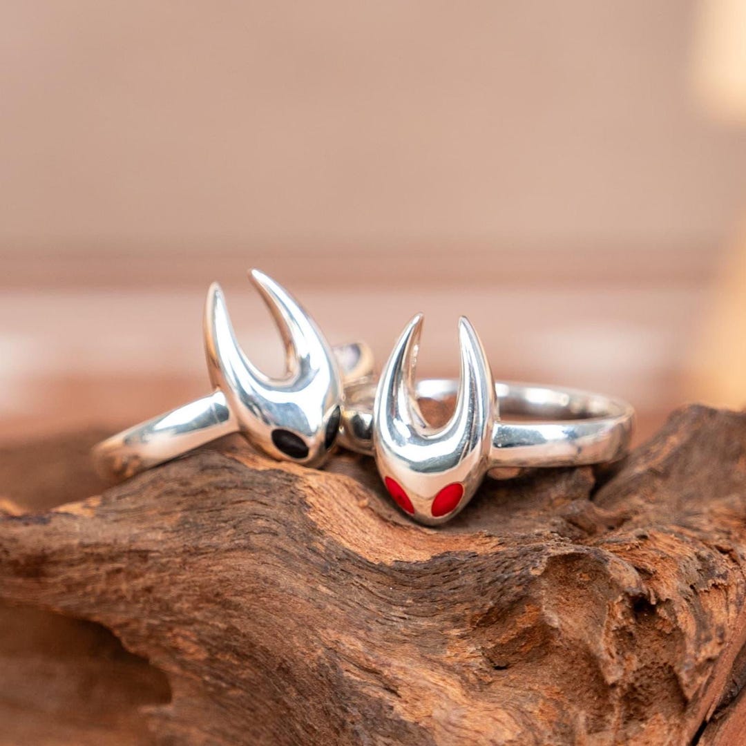 Hollow Knight Silver Ring 925 Sterling Silver Gamer Ring Red or Black ...