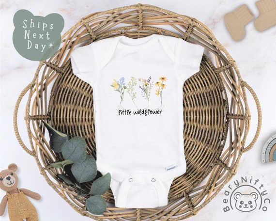 Little Wildflower Baby Onesies® Brand, Cute Boho Minimalist Be a Wildflower Baby Clothes, Nature Flower Baby Bodysuit
