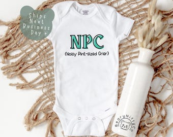 Nerdy Baby Shirt, Funny Roleplaying Baby Outfit, Green NPC Baby Shirt for Fantasy RPG Theme Baby Shower Gift for Gamer Parents