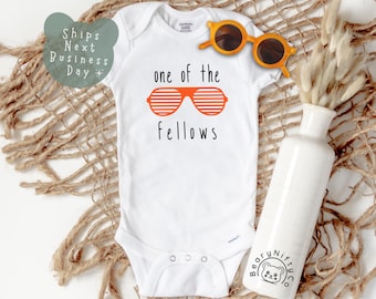 Baby Boy Summer Onesies® Brand, One of the Fellows All Boys Siblings Matching Outfit, Cool Shades Vacation Graphic Bodysuit