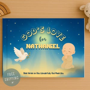 Custom Bible Verse Baby Book, God’s Love for Baby Personalized Children’s Story Book Gift for Baby Christening, Bedtime Prayer Shower Gift