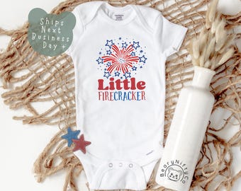 Fireworks Baby Onesies® Brand, 4th of July Little Fire Cracker Baby Outfit for Independence Day Celebration, July 4 Born Baby Shower Gift