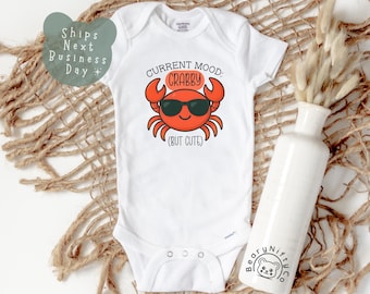 Crab Nautical Baby Outfit, Current Mood Crabby But Cute Baby Onesies® Brand, Crab Baby Bodysuit for Moody Newborn, Funny Summer Baby Gift