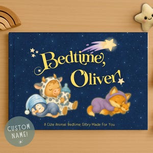 Personalisiertes Buch Geschenk für Kinder, personalisiertes Babybuch, Gute-Nacht-Geschichtenbuch mit individuellem Namen für Kinder, Babypartygeschenk mit niedlichem Tierthema