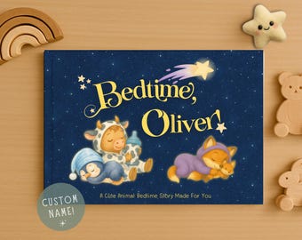 Custom Book Gift For Kids, Personalized Baby Book, Custom Name Children’s Bedtime Story Book, Cute Animal Theme Baby Shower Gift