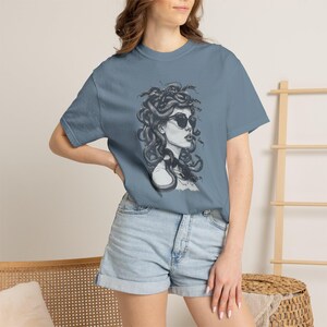 メデューサTシャツ Comfort Colors Tシャツ ギリシャ神話グラフィック ヴィンテージスタイル Blue Jean