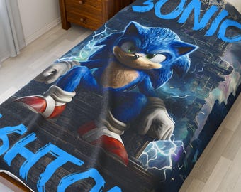 Gepersonaliseerde Sonic the Hedgehog-pluche deken: cadeau voor gamer