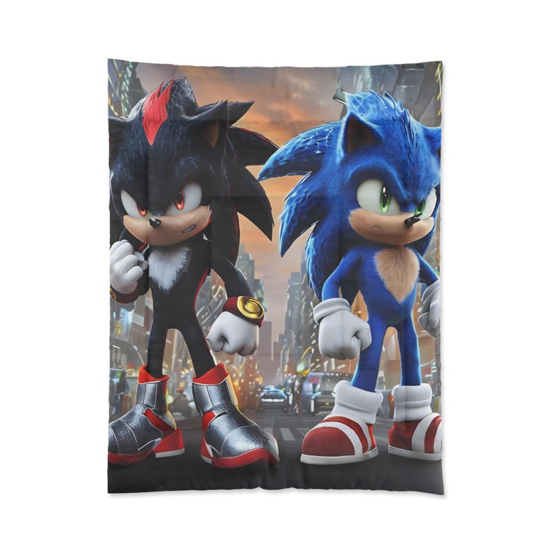 Sonic Shadow Rug Shadow & Sonic Comforter: Whimsical Adventure Bedding - Etsy