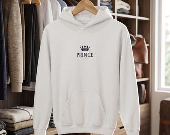 Sudadera con capucha de príncipe para niños, diseño de corona bordada, sudadera suave de felpa / Sudadera juvenil