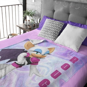 Sonic&#39;s Rouge Character Velveteen Blanket. Perfect gift for all Rouge lovers!