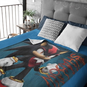 Shadow Sonic Velveteen Blanket: Gamer Decor, Kids Bedding