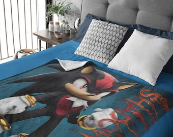 Shadow Sonic fluwelen deken: gamerdecor, kinderbeddengoed