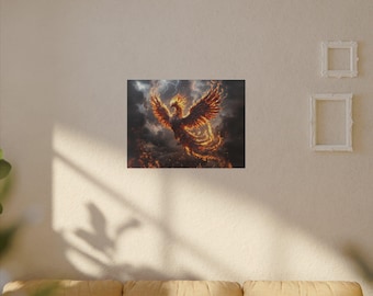 Rising Phoenix Canvas Art: Mythical Bird Wall Decor