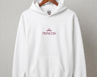 Girls embroidered crown hoodie, youth sweatshirt, princess design