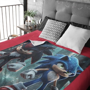 Sonic & Shadow Velveteen Blanket / Bedding/ Bedroom decor/ Sega lovers/ Perfect Gift/ Gamer Blankets