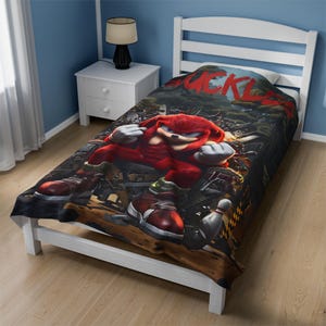 Knuckles Velveteen Blanket: Sonic Movie Home Decor