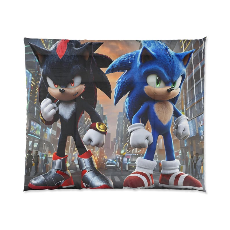 Sonic Shadow Rug Shadow & Sonic Comforter: Whimsical Adventure Bedding - Etsy