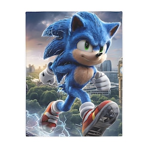 Sonic & Super Sonic Blanket, Velveteen  Blanket/Sonic Movie/ Sonic 3