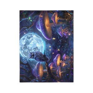Mystical Mushroom Forest Throw Blanket/ Whimsical Mushroom Blanket/Blanket Gift