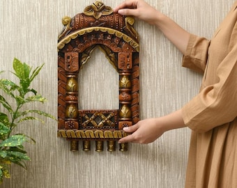 Wooden Jharokha Traditional Wall Mirror Frame photo frame Indian Jharokha Wall Hanging Hand carved Jharokha Entryway Rajasthani Decor