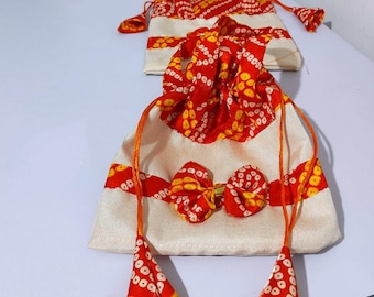 Paquete de 100 bolsas Bandhej Potli, bolsas de regalo indias, bolsas Potli para bodas, regalos de agradecimiento indios, regalos de agradecimiento para pooja, regalos para fiestas, regalos de Diwali